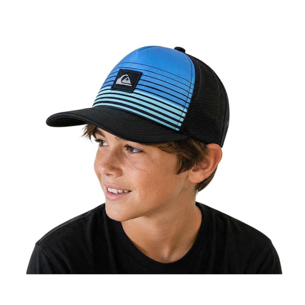 Quiksilver Blue Gradient Trucker Snapback Hat Mesh Baseball Cap 55cm Surf Skate